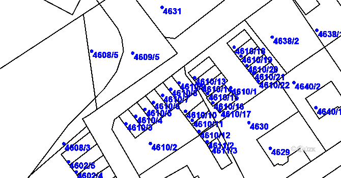Parcela st. 4610/8 v KÚ Liberec, Katastrální mapa