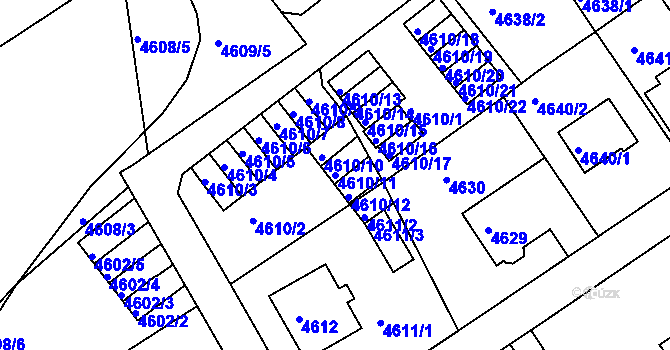 Parcela st. 4610/11 v KÚ Liberec, Katastrální mapa