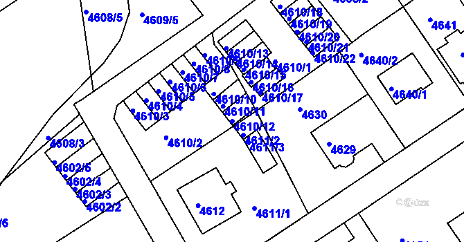 Parcela st. 4610/12 v KÚ Liberec, Katastrální mapa