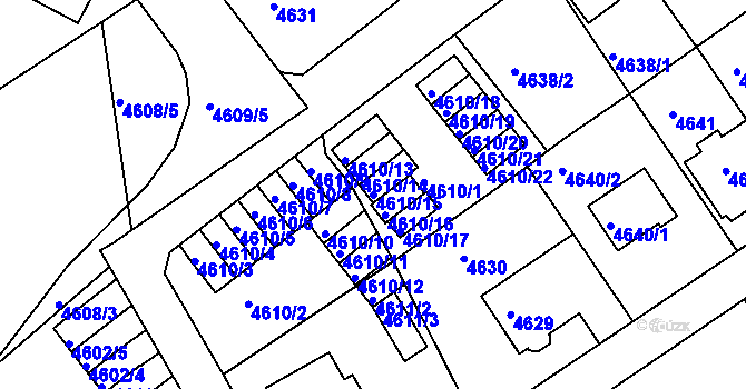 Parcela st. 4610/15 v KÚ Liberec, Katastrální mapa