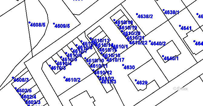 Parcela st. 4610/16 v KÚ Liberec, Katastrální mapa