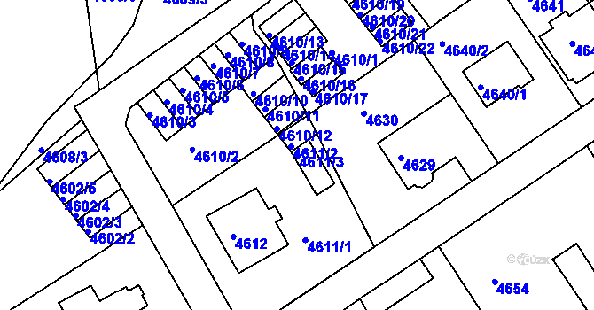 Parcela st. 4611/3 v KÚ Liberec, Katastrální mapa