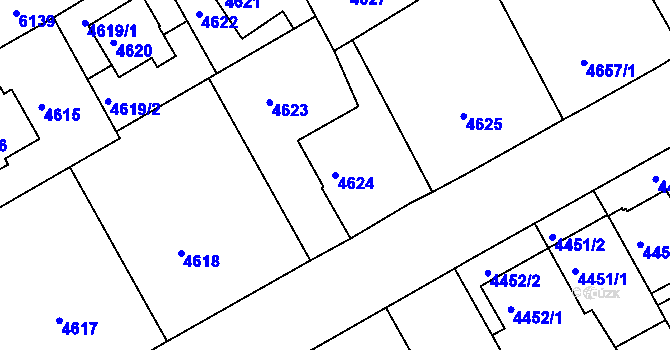 Parcela st. 4624 v KÚ Liberec, Katastrální mapa