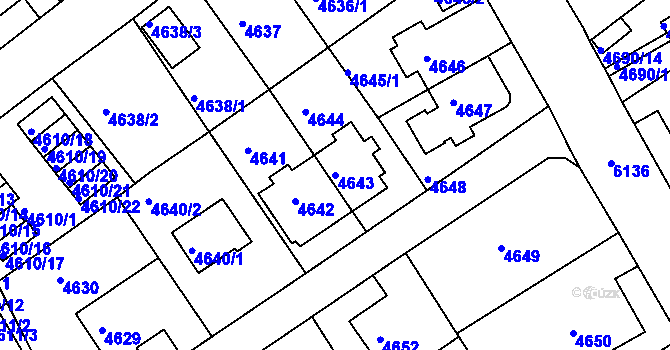 Parcela st. 4643 v KÚ Liberec, Katastrální mapa