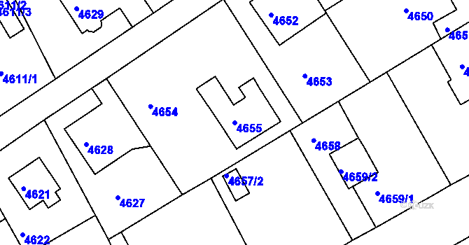 Parcela st. 4655 v KÚ Liberec, Katastrální mapa