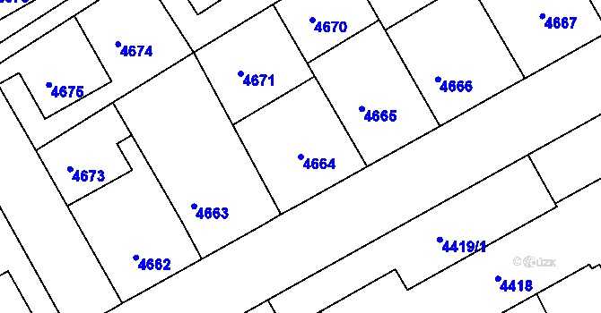 Parcela st. 4664 v KÚ Liberec, Katastrální mapa