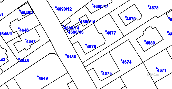 Parcela st. 4676 v KÚ Liberec, Katastrální mapa