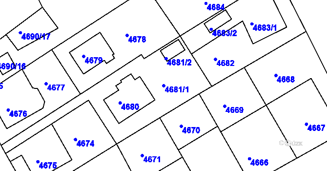 Parcela st. 4681/1 v KÚ Liberec, Katastrální mapa