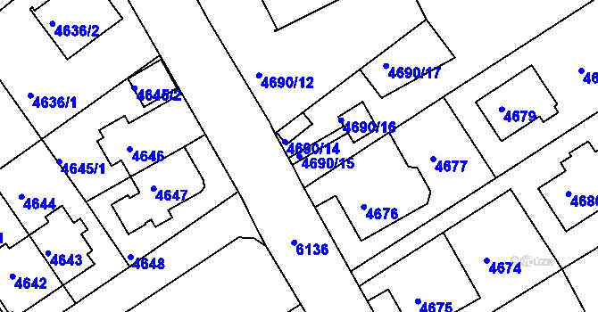 Parcela st. 4690/15 v KÚ Liberec, Katastrální mapa