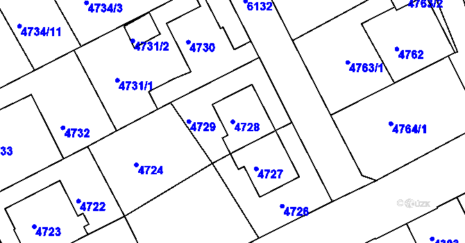 Parcela st. 4728 v KÚ Liberec, Katastrální mapa