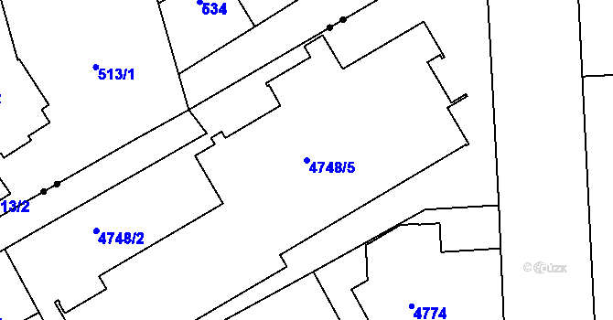 Parcela st. 4748/5 v KÚ Liberec, Katastrální mapa