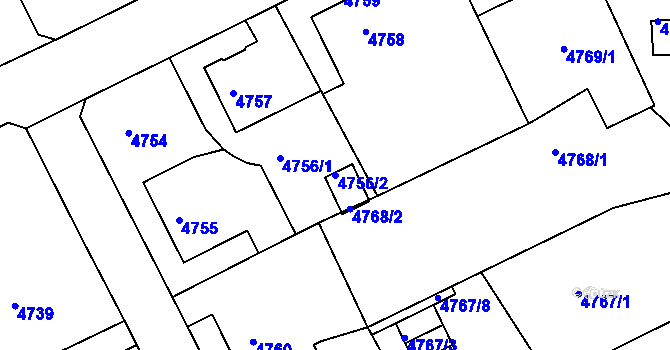 Parcela st. 4756/2 v KÚ Liberec, Katastrální mapa