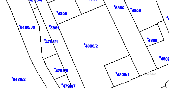 Parcela st. 4806/2 v KÚ Liberec, Katastrální mapa