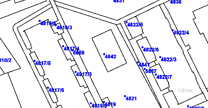 Parcela st. 4842 v KÚ Liberec, Katastrální mapa