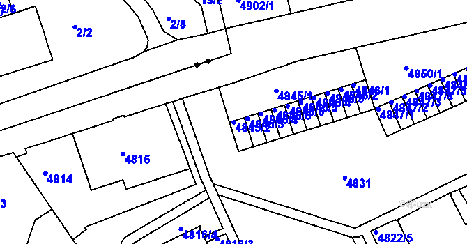 Parcela st. 4845/2 v KÚ Liberec, Katastrální mapa