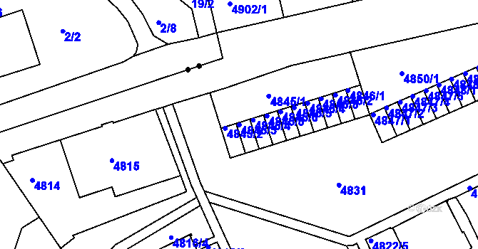 Parcela st. 4845/3 v KÚ Liberec, Katastrální mapa