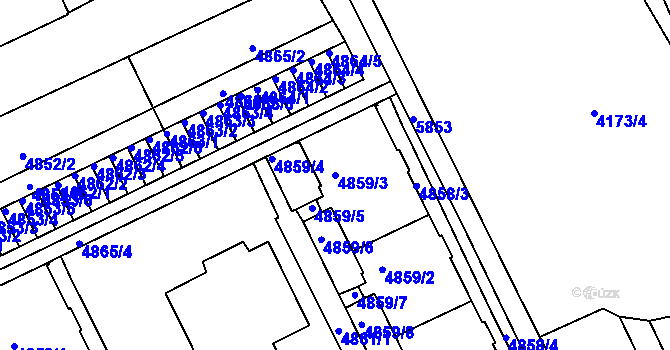 Parcela st. 4859/3 v KÚ Liberec, Katastrální mapa