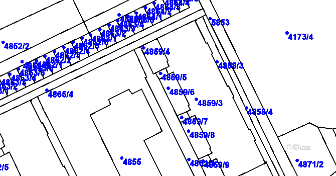 Parcela st. 4859/6 v KÚ Liberec, Katastrální mapa
