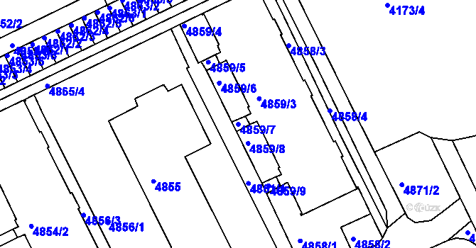 Parcela st. 4859/7 v KÚ Liberec, Katastrální mapa