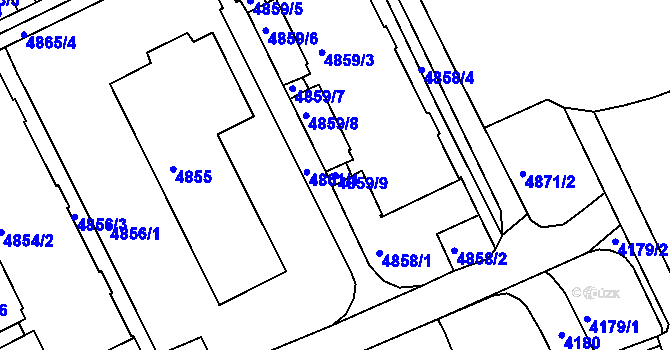 Parcela st. 4859/9 v KÚ Liberec, Katastrální mapa
