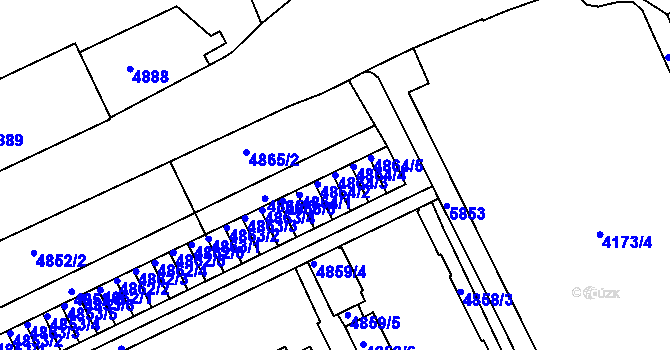 Parcela st. 4864/3 v KÚ Liberec, Katastrální mapa
