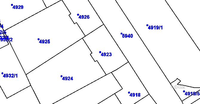Parcela st. 4923 v KÚ Liberec, Katastrální mapa