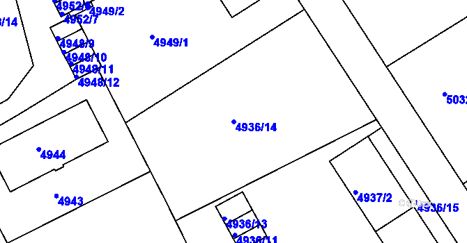 Parcela st. 4936/14 v KÚ Liberec, Katastrální mapa