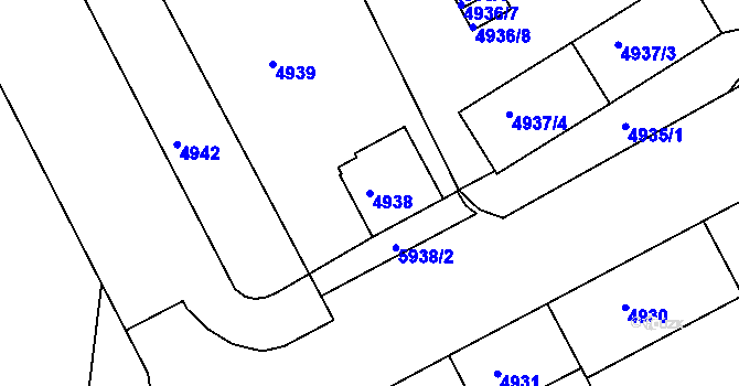 Parcela st. 4938 v KÚ Liberec, Katastrální mapa
