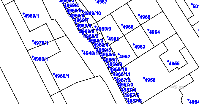 Parcela st. 4960/6 v KÚ Liberec, Katastrální mapa