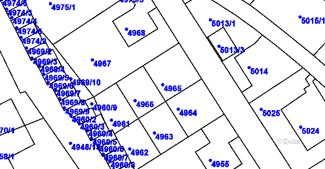 Parcela st. 4965 v KÚ Liberec, Katastrální mapa
