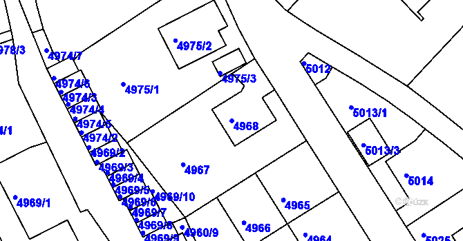 Parcela st. 4968 v KÚ Liberec, Katastrální mapa