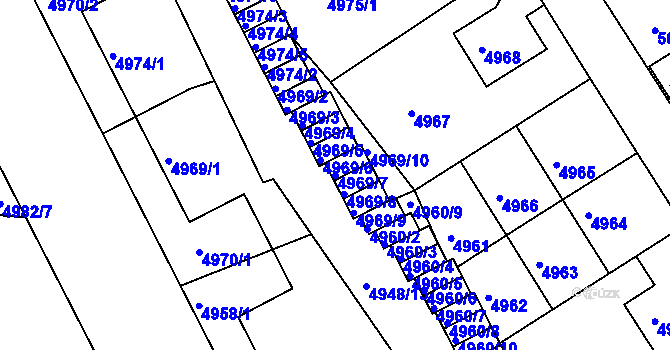 Parcela st. 4969/7 v KÚ Liberec, Katastrální mapa