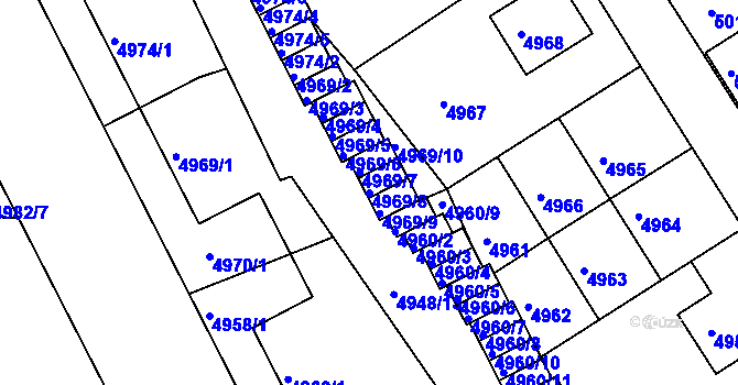 Parcela st. 4969/8 v KÚ Liberec, Katastrální mapa