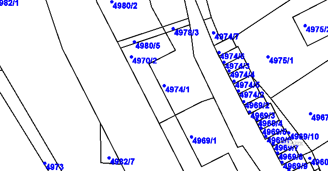 Parcela st. 4974/1 v KÚ Liberec, Katastrální mapa