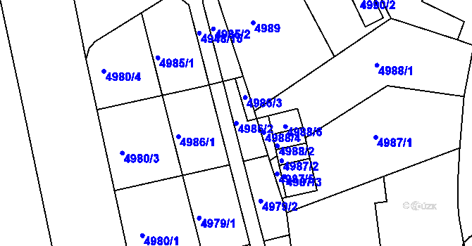 Parcela st. 4986/2 v KÚ Liberec, Katastrální mapa