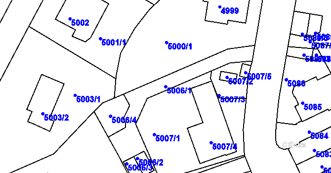 Parcela st. 5006/1 v KÚ Liberec, Katastrální mapa