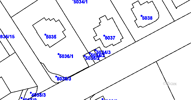Parcela st. 5034/3 v KÚ Liberec, Katastrální mapa