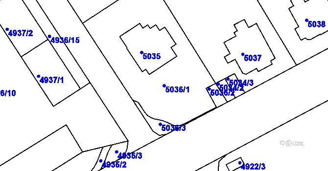 Parcela st. 5036/1 v KÚ Liberec, Katastrální mapa