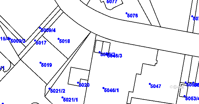 Parcela st. 5046/2 v KÚ Liberec, Katastrální mapa
