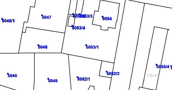 Parcela st. 5053/1 v KÚ Liberec, Katastrální mapa