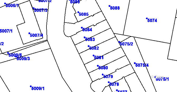 Parcela st. 5082 v KÚ Liberec, Katastrální mapa