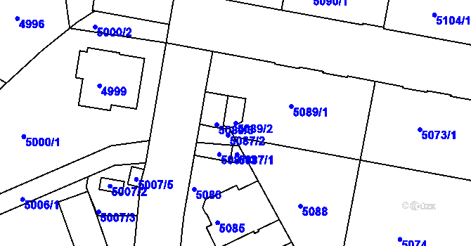Parcela st. 5089/2 v KÚ Liberec, Katastrální mapa