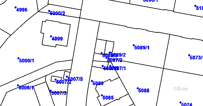 Parcela st. 5089/3 v KÚ Liberec, Katastrální mapa