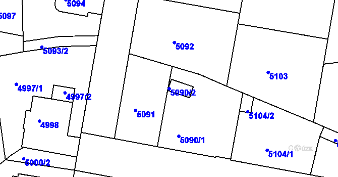 Parcela st. 5090/2 v KÚ Liberec, Katastrální mapa