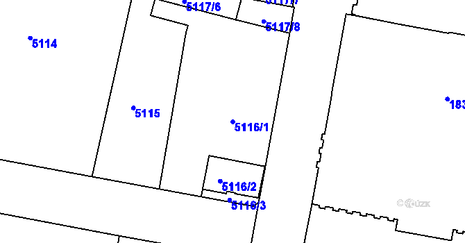Parcela st. 5116/1 v KÚ Liberec, Katastrální mapa