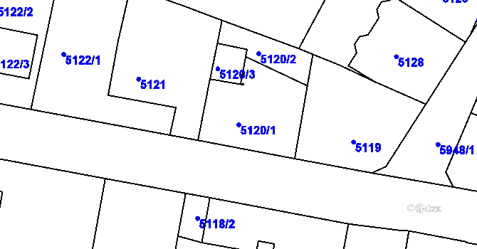 Parcela st. 5120/1 v KÚ Liberec, Katastrální mapa