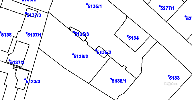 Parcela st. 5135/2 v KÚ Liberec, Katastrální mapa