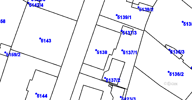 Parcela st. 5138 v KÚ Liberec, Katastrální mapa