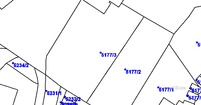 Parcela st. 5177/3 v KÚ Liberec, Katastrální mapa