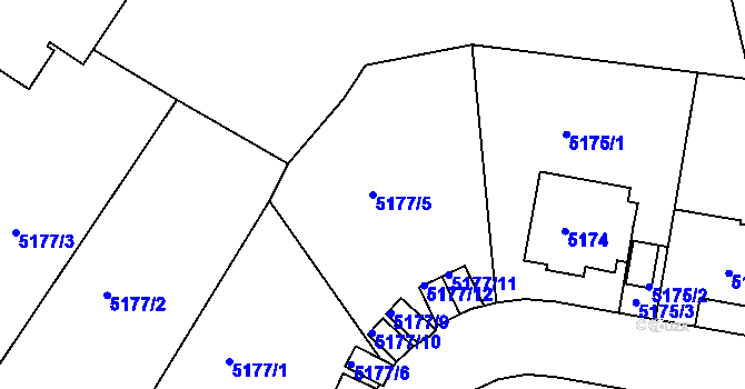Parcela st. 5177/5 v KÚ Liberec, Katastrální mapa